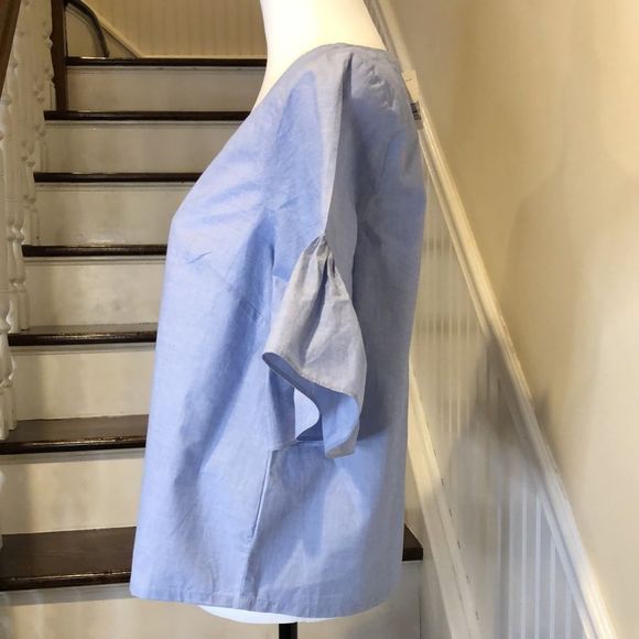 MADEWELL Women's Blue Short Bell Sleeve Blouse Size Medium NWT - Picture 8 of 10